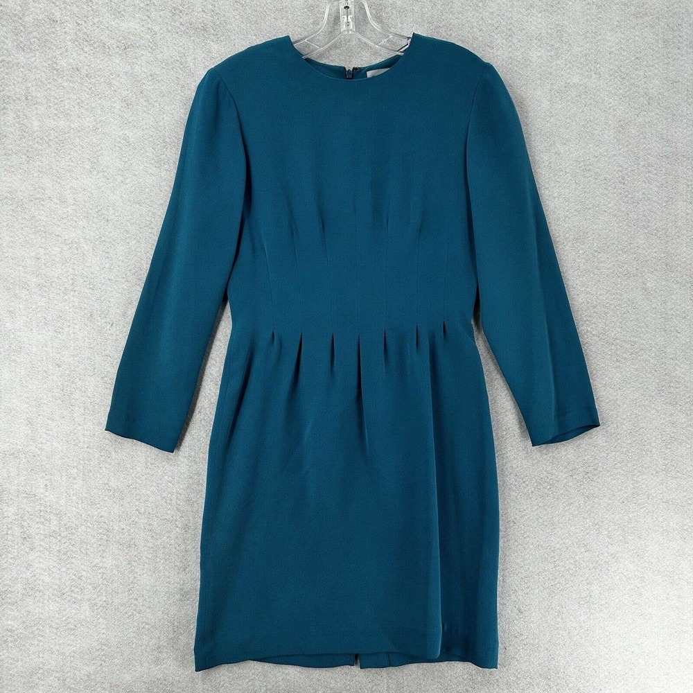 Adrianna Papell‎ Too Petites 100% Silk Sheath Dress Womens 6 Blue Midi Elegant
